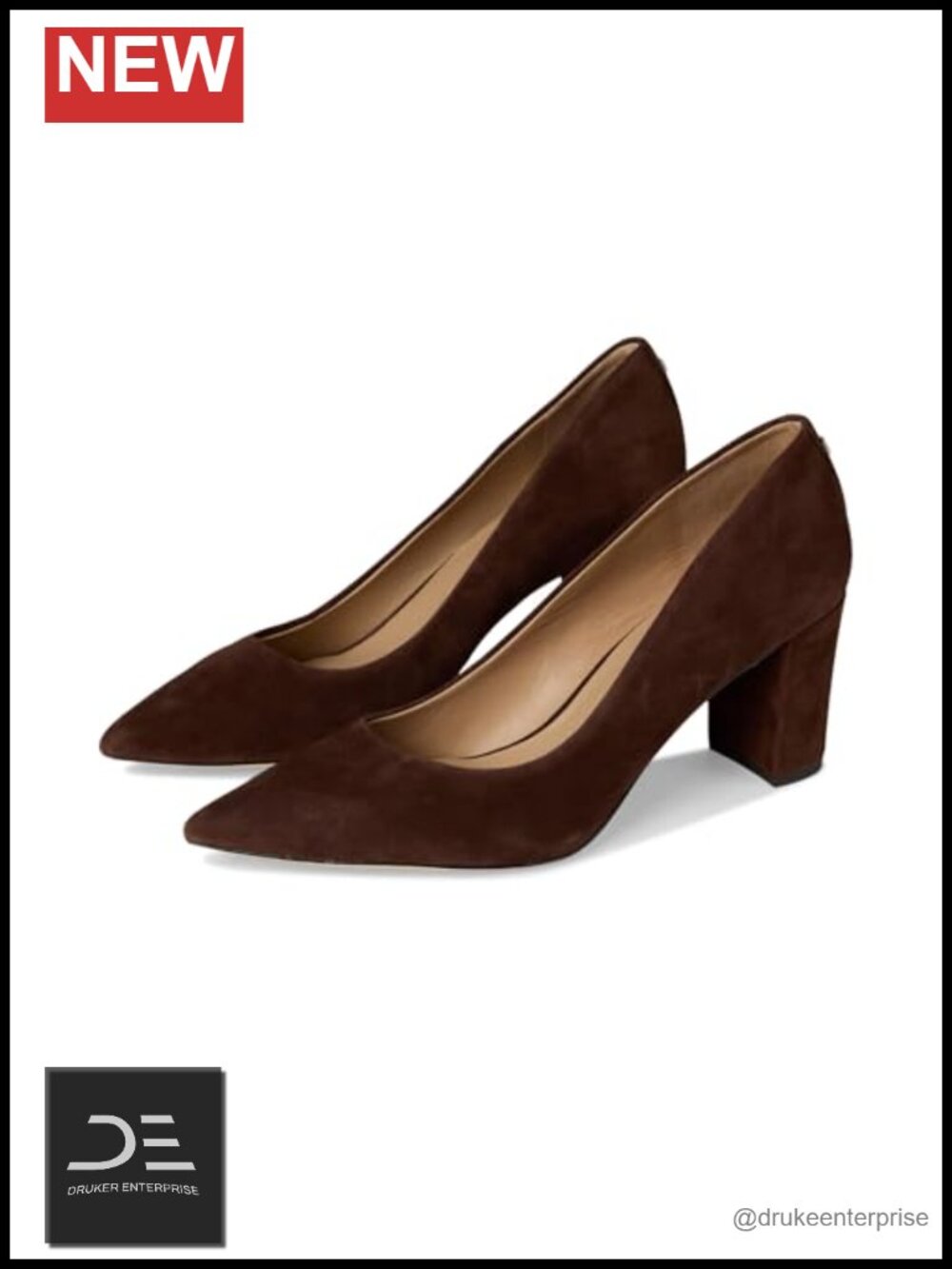 Suede Block Heel Pumps Pointed Toe LRL Heels